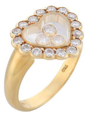 Mid 20th Century Chopard Happy Diamond 18k Yellow Gold Heart Ring, Size 4