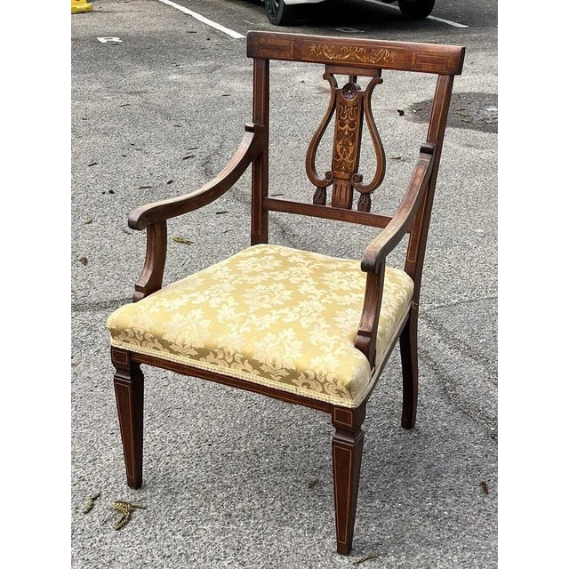 Sheraton Inlaid Mahogany Armchair For Sale - Image 3 of 13