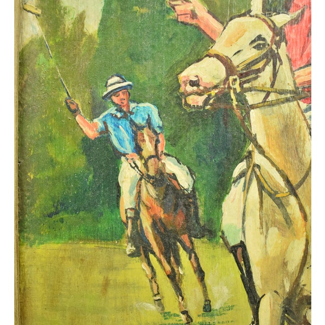Polo Match C1950s Acrylic on Canvas by Larry Golden For Sale - Image 4 of 7