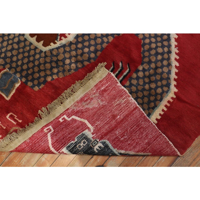 Vintage Dragon Tibetan Red Rug - 4' x 7' For Sale - Image 10 of 11