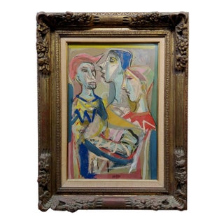 Josef Presser -Portrait of 3 Figures -Painting For Sale