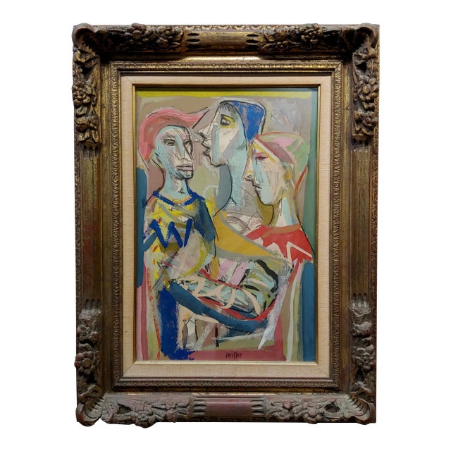 Josef Presser -Portrait of 3 Figures -Painting For Sale