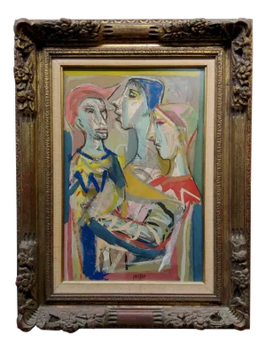 Josef Presser -Portrait of 3 Figures -Painting