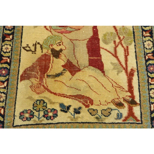 Traditional Antique Tabriz Pictorial Rug - 01'08 X 02'06 For Sale - Image 3 of 9