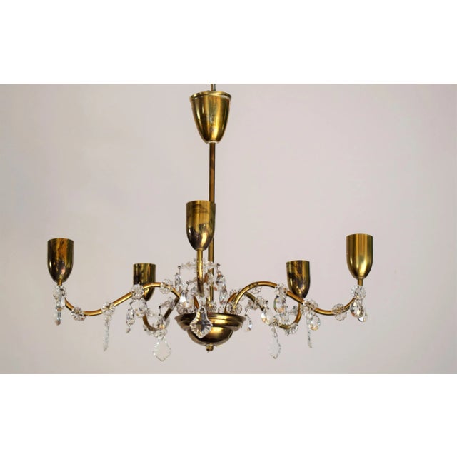 1950s Wiener Crystal & Brass Chandelier from Lobmeyr, 1950s For Sale - Image 5 of 9