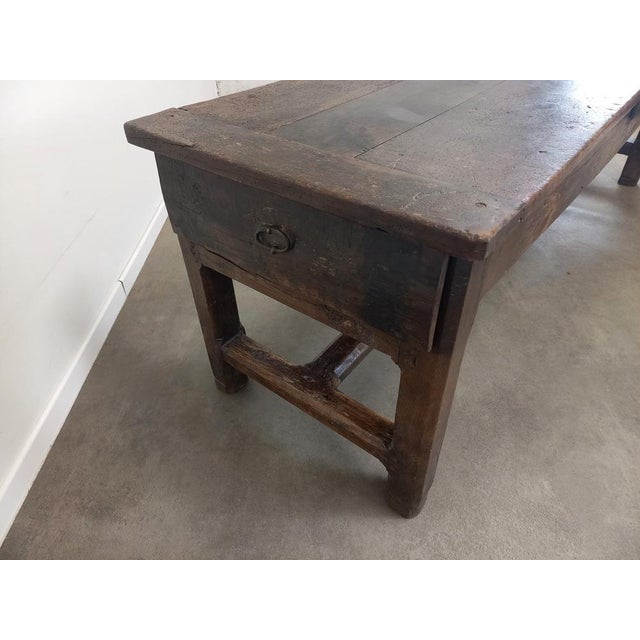 Wood Antique Oak Farmhouse Table For Sale - Image 7 of 18