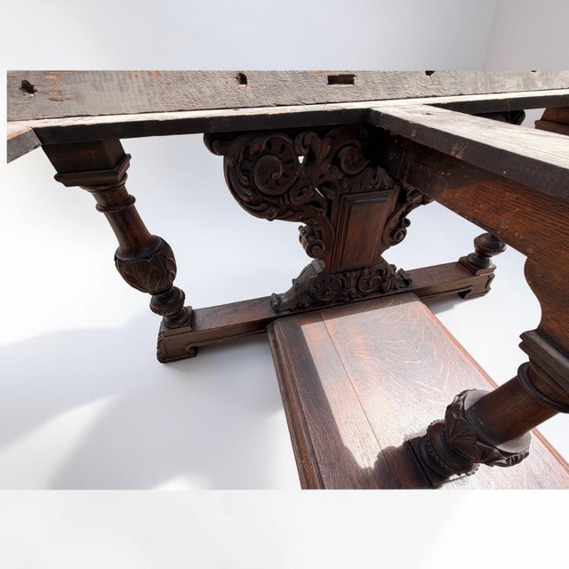 Wood Monumental English Jacobean Oak Refectory Dining Table, 19th Century For Sale - Image 7 of 10
