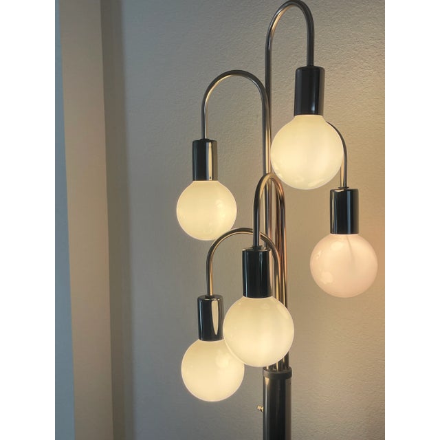 1970s Robert Sonneman Postmodern Waterfall Five-Arm Bronzed Chrome Floor Lamp, Unsigned For Sale - Image 12 of 12