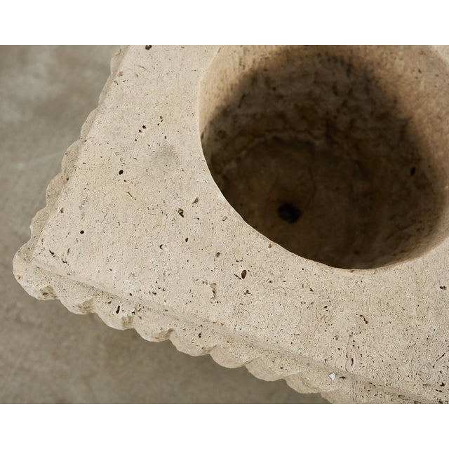 Set of Three Neoclassical Style Carved Stone Urn Planters For Sale - Image 13 of 18