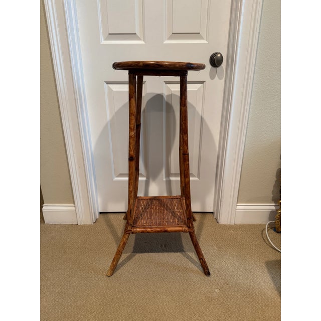 Brown Vintage Tall Bamboo Stand For Sale - Image 8 of 10