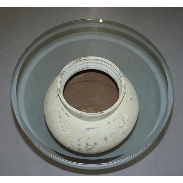 Large Pottery Urn Pots Lamp Tables with Glass Tops, Set of 2 For Sale - Image 11 of 18