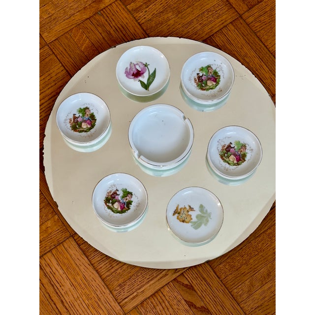 Intage Japanese & European Porcelain Tabletop Set – Floral Rococo Coasters, Tea Bag Holders & Ashtray” For Sale - Image 17 of 17