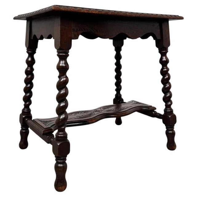 19th Century Antique English Barley-Twist Oak Side Table For Sale - Image 10 of 10