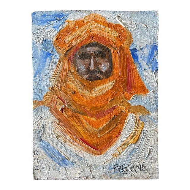 Bob Ragland Signed Expressionist Oil Portrait of Desert Figure, “Sudan Series” For Sale