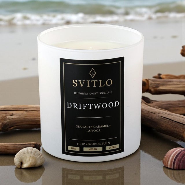 DRIFTWOOD is a complex, coastal-inspired fragrance that blends the freshness of sea salt with the warmth of sweet caramel...