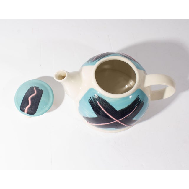 Late 20th Century Feltman Langer Postmodern Hand-Painted Ceramic Teapot For Sale - Image 4 of 7