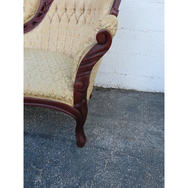Victorian Style Carved Solid Mahogany Sofa Couch 6360 For Sale - Image 9 of 15