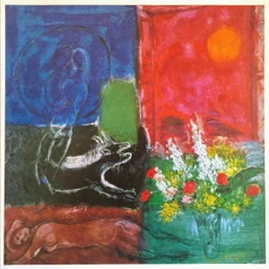Marc Chagall Vintage 1972 Expressionist Lithograph Print " the Sun of Poros " 1968