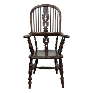 Antique Carved Wood Windsor Chair For Sale