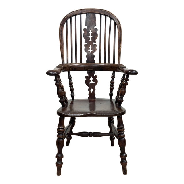Antique Carved Wood Windsor Chair For Sale