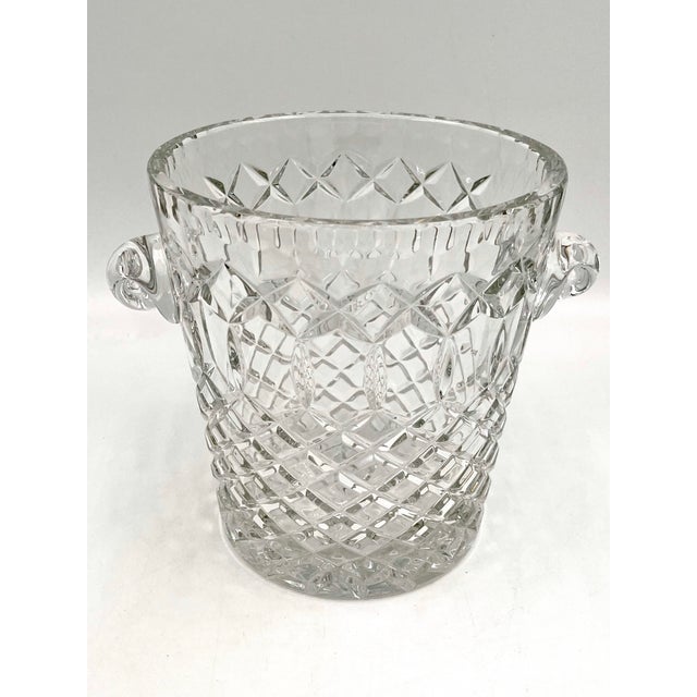 Glass Vintage Cut Crystal Ice Bucket Champagne Cooler For Sale - Image 7 of 9
