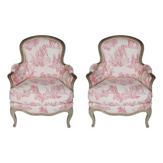 Pair of French Bergère Chairs For Sale