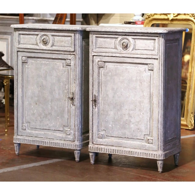 Pair of 19th Century French Louis XVI Painted Confiturier Cabinets For Sale - Image 13 of 13