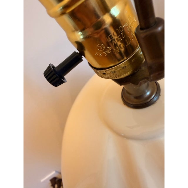 Metal Pair of Large 1980s Art Deco Revival Cream Swirl Cream Ceramic Table Lamps For Sale - Image 7 of 12