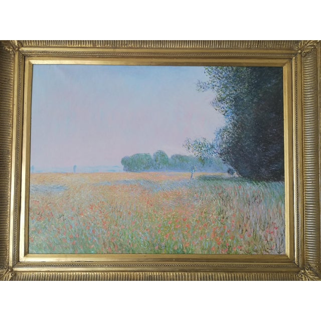 French Artist, Impressionist Landscape with Red Poppies, 1950s, Oil Painting, Framed For Sale - Image 7 of 8