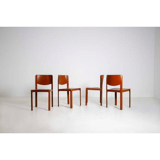 Maroon Vintage Chairs in Leather Red from Matteo Grassi, 1980, Set of 4 For Sale - Image 8 of 8
