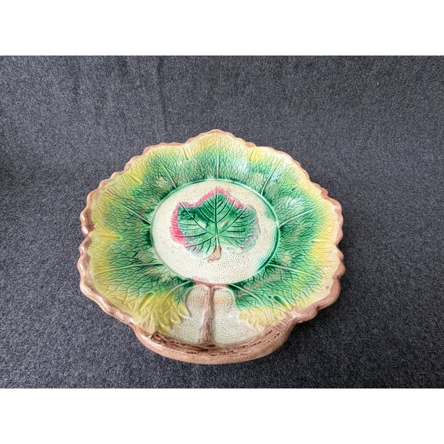 Antique Majolica Leaf Bowl For Sale - Image 4 of 15