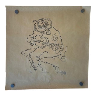 Signed Limited Edition Print "Luther" by Belsky - Abstract Guitar Player, Numbered 39/100. For Sale