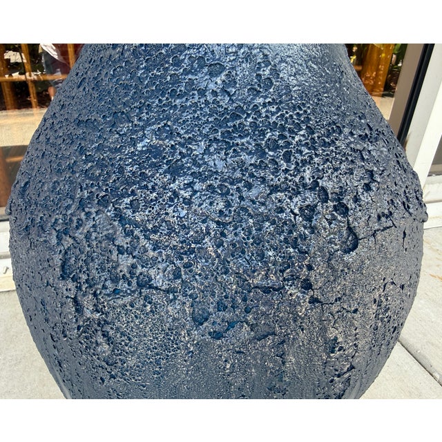 1980s Heavily Textured Midcentury Modern Style Pottery Vase For Sale - Image 5 of 6