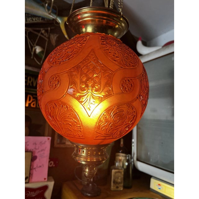 19thc French Napoleon III Red Art Glass Hanging Lantern Fixture Signed by Baccarat For Sale - Image 9 of 18