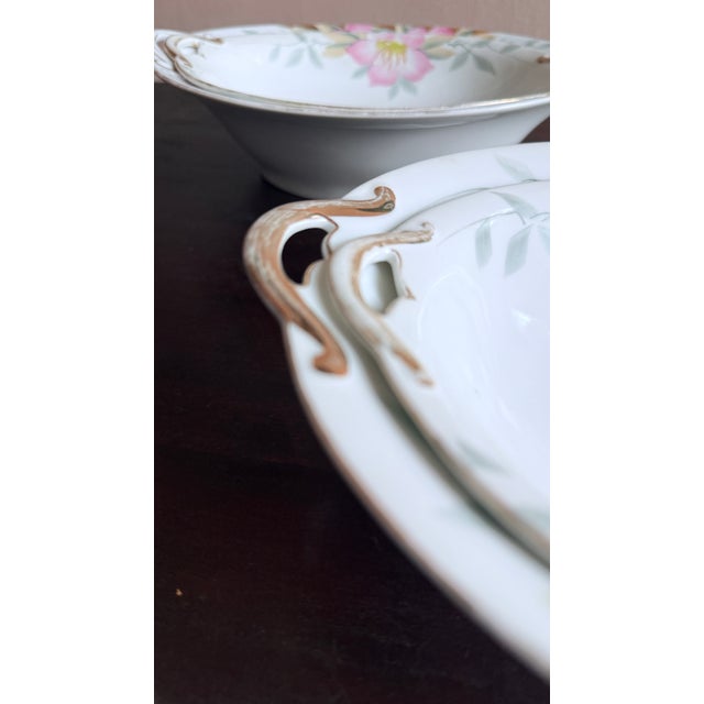 Antique, Early 20th Century Noritake Japan Azalea Porcelain Oval Serving Bowls, Set of Four For Sale - Image 9 of 11
