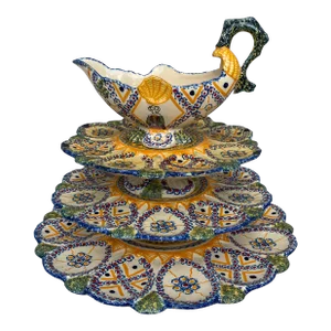 French Faience Server Oyster Henriot Quimper Circa 1920