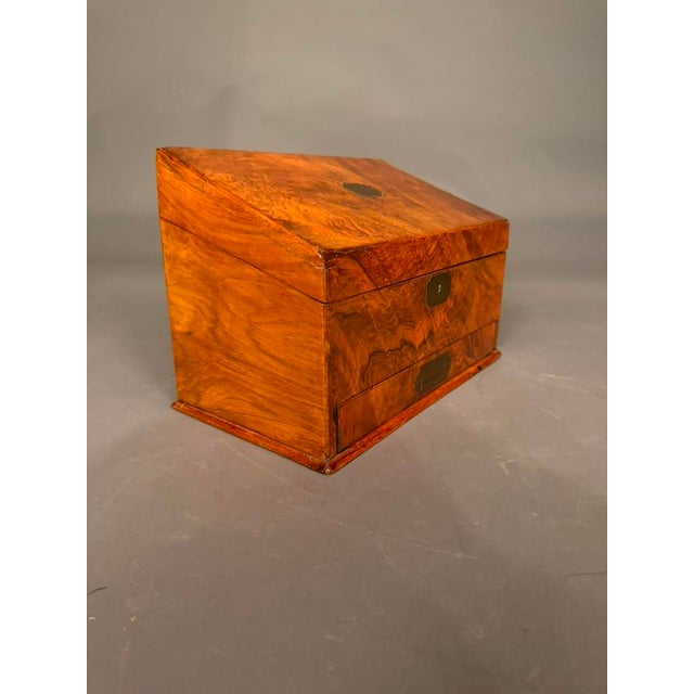 A remarkable early 19th-century English document box, circa 1820, showcasing exceptional craftsmanship, fine cabinetry,...