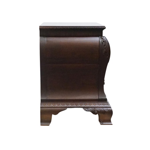 Century Furniture Solid Mahogany Traditional Style 32" Two Drawer Bombe Nightstand For Sale - Image 10 of 10