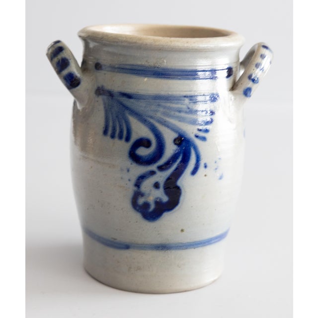 Farmhouse Antique Westerwald German Salt Glazed Stoneware Crock For Sale - Image 3 of 9