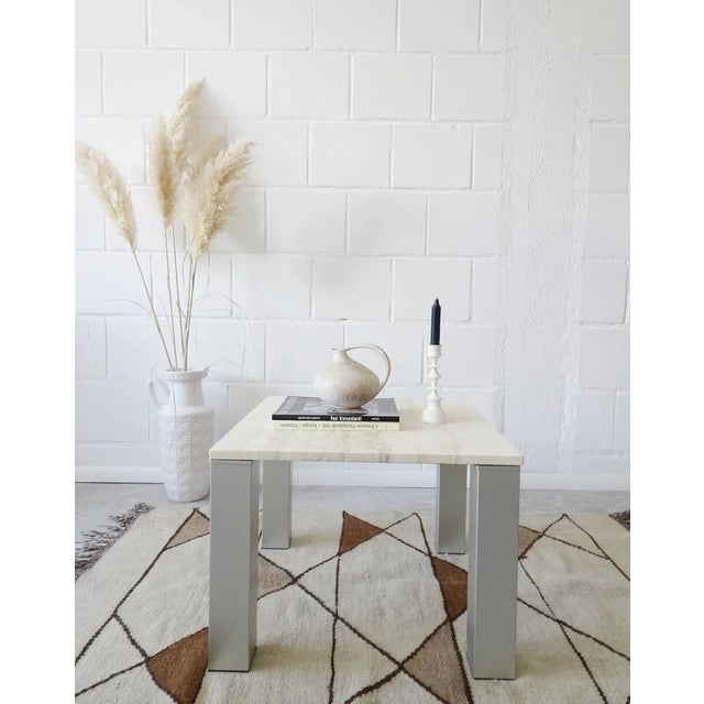 Italian Coffee Table in Travertine and Metal For Sale - Image 16 of 18