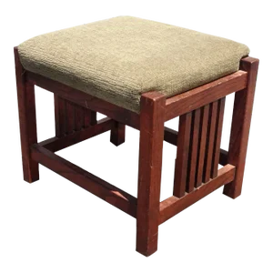 Vintage Mission Style Oak Stool Bench ~ French Country