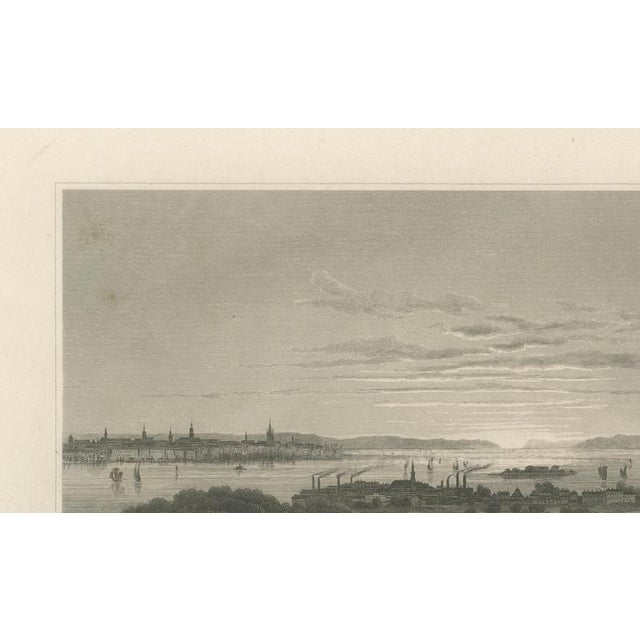Gold W. Heine, Bay of New York from Hoboken Antique New York Harbor, 1850, Engraving For Sale - Image 8 of 10