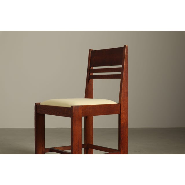 1920s Vintage Dutch Hague School Oak Dining Chairs, 1920s, Set of 4 For Sale - Image 5 of 16