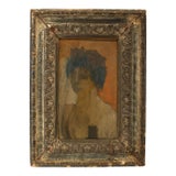 Alex Minewski Oil Painting – Portrait on Board, Grande Chaumiere, Pennsylvania Academy of Fine Art For Sale