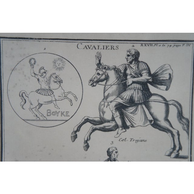 Mid 20th Century Trevor James Company Cavaliers Antiqued Etching Roman Horse Riding Framed 22" For Sale - Image 5 of 11