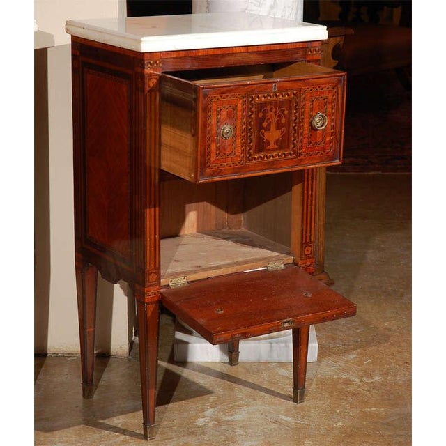 Wood Petite Marble-Top Commodini - A Pair For Sale - Image 7 of 8