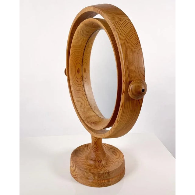 Wood Scandinavian Table Mirror in Pine, 1970s. For Sale - Image 7 of 7