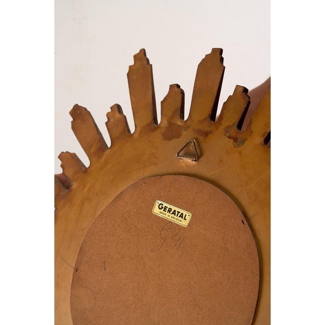 Mid-Century Belgian Gilt Sunburst Mirror attributed to Geratal, 1960s For Sale - Image 4 of 5