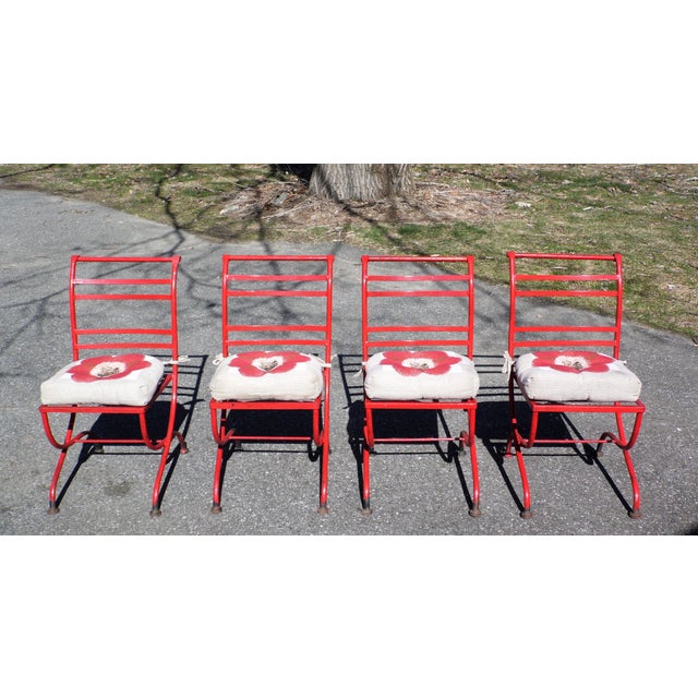 Vintage Set 4 Mid Century Modern Patio Chairs Red Outdoor Metal Patio Furniture Chairish