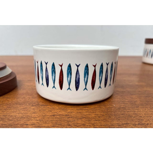 Swedish Ceramic and Teak Herring Jars by Asa Lindberg for Sagaform, 2000s, Set of 4 For Sale - Image 14 of 18